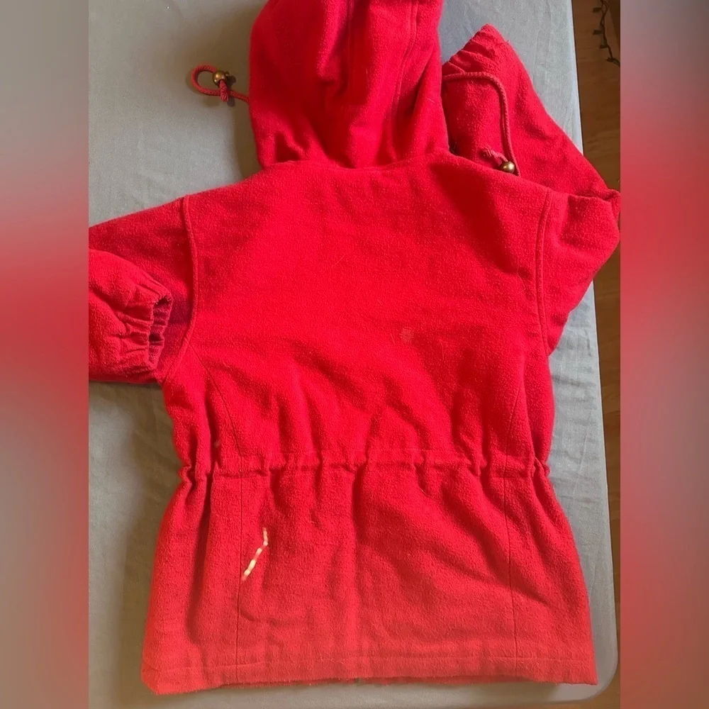 Girls GAP Authentic Vintage Red Coat with Hood and Drawstring Waist Size Medium